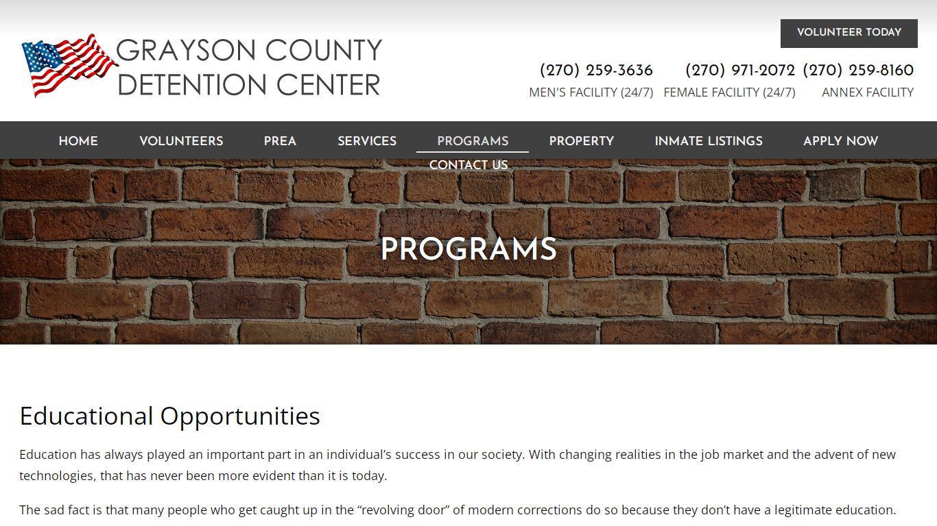 Jail Programs | Kentucky - Grayson County Detention Center